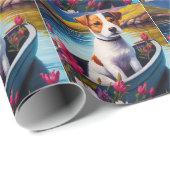 Jack Russell auf einem Paddle: Ein Landschaftliche Geschenkpapier (Rolleneckpunkt)