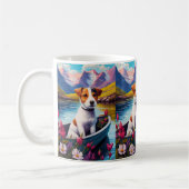 Jack Russell auf einem Paddle: Ein Landschaftliche Kaffeetasse (Links)
