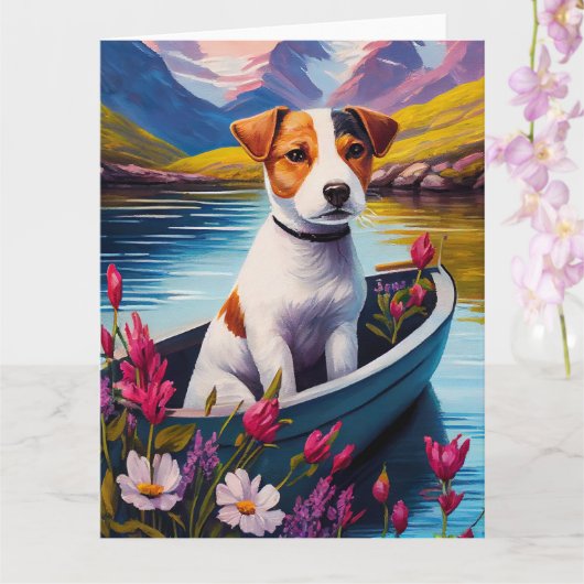 Jack Russell auf einem Paddle: Ein Landschaftliche Karte (Orchidee)