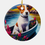 Jack Russell auf einem Paddle: Ein Landschaftliche Keramik Ornament (Hinten)
