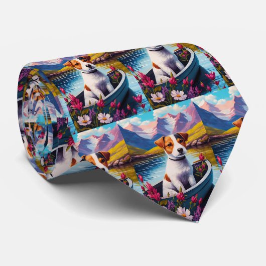 Jack Russell auf einem Paddle: Ein Landschaftliche Krawatte (Gerollt)