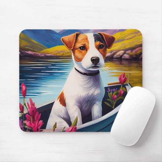 Jack Russell auf einem Paddle: Ein Landschaftliche Mousepad (Mit Mouse)