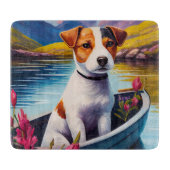 Jack Russell auf einem Paddle: Ein Landschaftliche Schneidebrett (Vorderseite)