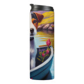 Jack Russell auf einem Paddle: Ein Landschaftliche Thermosbecher (Nach rechts gedreht)