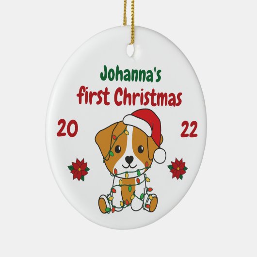 Jack Russell Christmas Babys erste Weihnachten Keramik Ornament (Rechts)