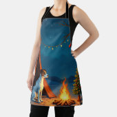 Jack Russell Christmas Camping Night Painting Schürze (InSitu)