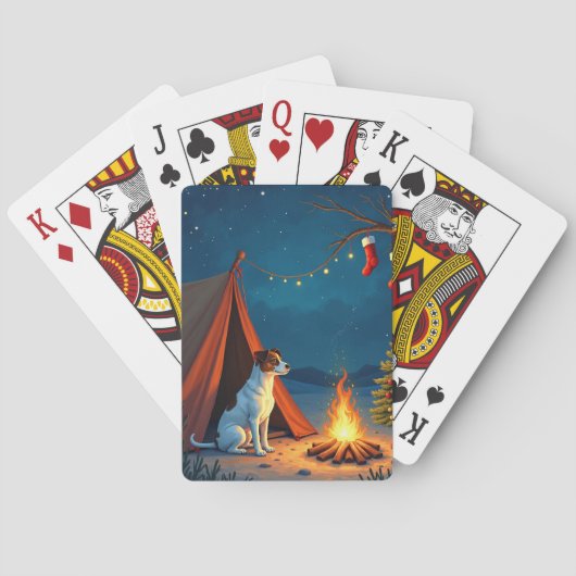 Jack Russell Christmas Camping Night Painting Spielkarten (Rückseite)