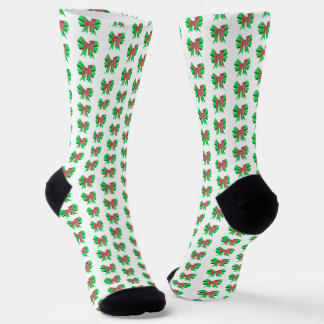 Jack Russell Christmas Dog Bow Silhouette White Socken