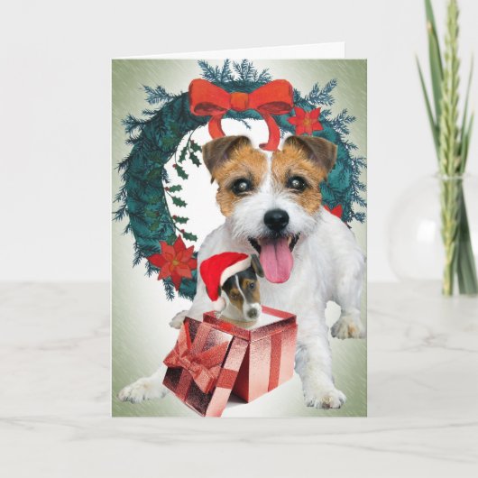Jack Russell Christmas Times Feiertagskarte (Vorderseite)