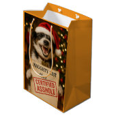 Jack Russell cute Naughty List gift bag Mittlere Geschenktüte (Rückseite Schrägansicht)