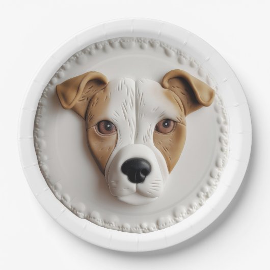 Jack Russell Dog 3D Inspiriert Pappteller (Vorderseite)