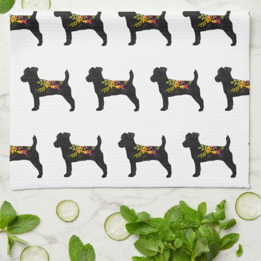 Jack Russell Dog Breed Boho Silhouette Geschirrtuch (Gefaltet)