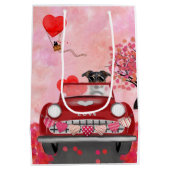 Jack Russell Dog Car mit Herz Valentin Mittlere Geschenktüte (Rückseite)