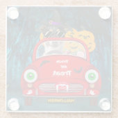 Jack Russell Dog Driving Car Beängstigend Hallowee Glasuntersetzer (Rückseite)