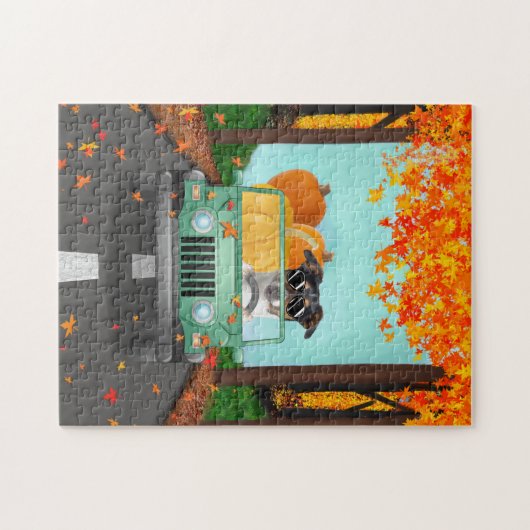 Jack Russell Dog Fall Pumpkin Puzzle (Horizontal)