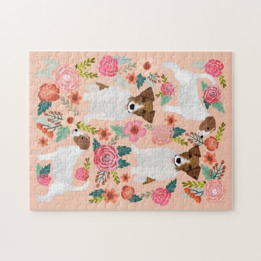 Jack Russell Dog Florals Puzzle (Horizontal)