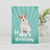 Jack Russell Dog Happy Birthday Party Einladung (Stehend Vorderseite)