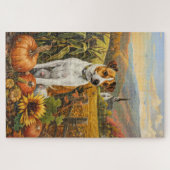 Jack Russell Dog Herbsternte Erntedank Puzzle (Horizontal)