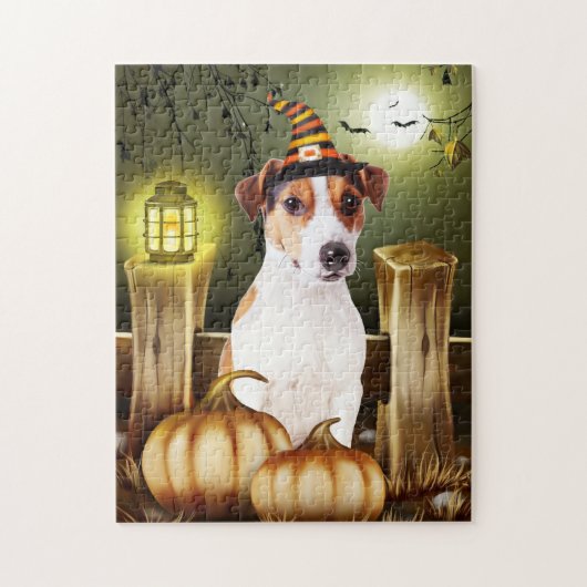 Jack Russell Dog Hexenhut Halloween-Geschenkidee Puzzle (Vertikal)