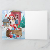 Jack Russell Dog Im Schnee Weihnachtshund Haus Karte (Innenseite)