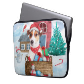 Jack Russell Dog Im Schnee Weihnachtshund Haus Laptopschutzhülle (Vorderseite Links)