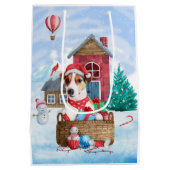 Jack Russell Dog Im Schnee Weihnachtshund Haus Mittlere Geschenktüte (Rückseite)