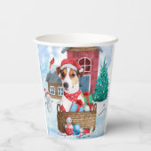 Jack Russell Dog Im Schnee Weihnachtshund Haus Pappbecher (Rückseite)