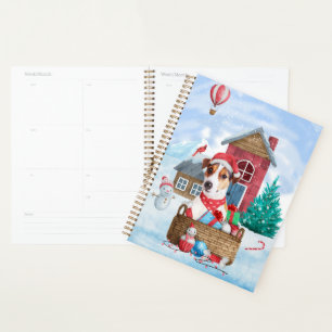 Jack Russell Dog Im Schnee Weihnachtshund Haus Planer