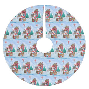 Jack Russell Dog Im Schnee Weihnachtshund Haus Polyester Weihnachtsbaumdecke