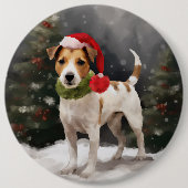 Jack Russell Dog in Schnee Weihnachten Button (Vorderseite)