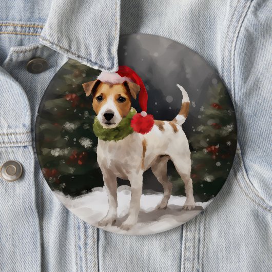 Jack Russell Dog in Schnee Weihnachten Button (Beispiel)