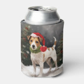 Jack Russell Dog in Schnee Weihnachten Dosenkühler (Kanne Vorderseite)
