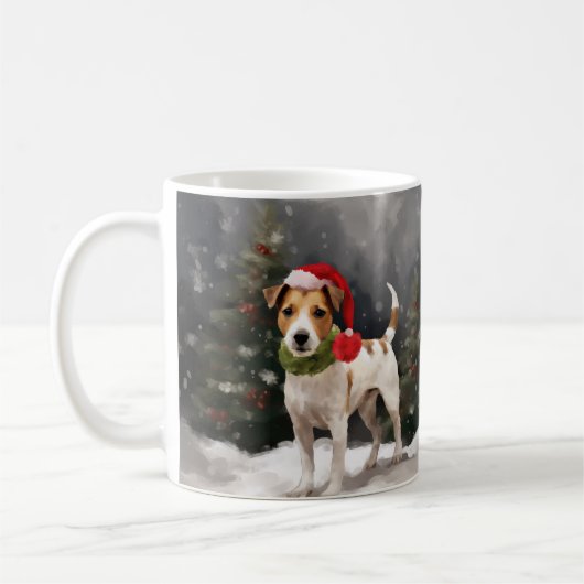 Jack Russell Dog in Schnee Weihnachten Kaffeetasse (Links)