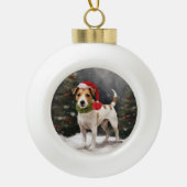 Jack Russell Dog in Schnee Weihnachten Keramik Kugel-Ornament (Vorderseite)