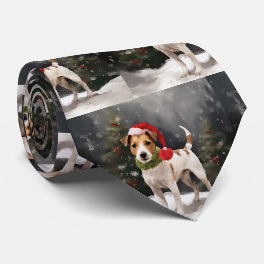 Jack Russell Dog in Schnee Weihnachten Krawatte (Gerollt)