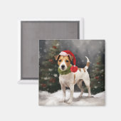 Jack Russell Dog in Schnee Weihnachten Magnet (Vorderseite/Rückseite)
