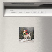 Jack Russell Dog in Schnee Weihnachten Magnet (In Situ (Geschirrspüler))
