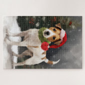 Jack Russell Dog in Schnee Weihnachten Puzzle (Horizontal)