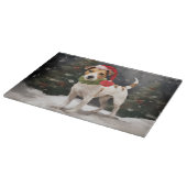 Jack Russell Dog in Schnee Weihnachten Schneidebrett (Ecke)