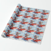 Jack Russell Dog in Sledge Let it Schnee Weihnacht Geschenkpapier (Ungerollt)