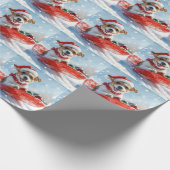 Jack Russell Dog in Sledge Let it Schnee Weihnacht Geschenkpapier (Ecke)