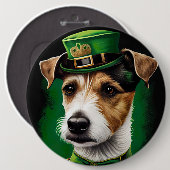Jack Russell Dog in St. Patrick's Day Dress Button (Vorne & Hinten)