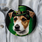 Jack Russell Dog in St. Patrick's Day Dress Button (Beispiel)