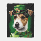 Jack Russell Dog in St. Patrick's Day Dress Fleecedecke (Vorderseite)