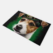 Jack Russell Dog in St. Patrick's Day Dress Fußmatte (Schrägansicht)