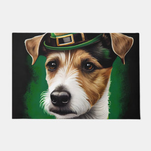 Jack Russell Dog in St. Patrick's Day Dress Fußmatte
