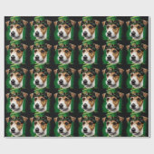 Jack Russell Dog in St. Patrick's Day Dress Geschenkpapier (Flach)