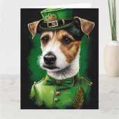 Jack Russell Dog in St. Patrick's Day Dress Karte (Vorderseite)