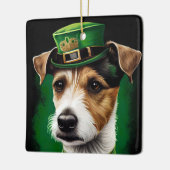 Jack Russell Dog in St. Patrick's Day Dress Keramikornament (Links)