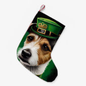 Jack Russell Dog in St. Patrick's Day Dress Kleiner Weihnachtsstrumpf (Vorderansicht (hängend))